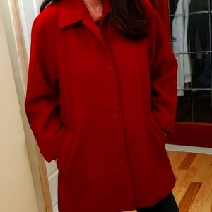 Red Pendleton coat